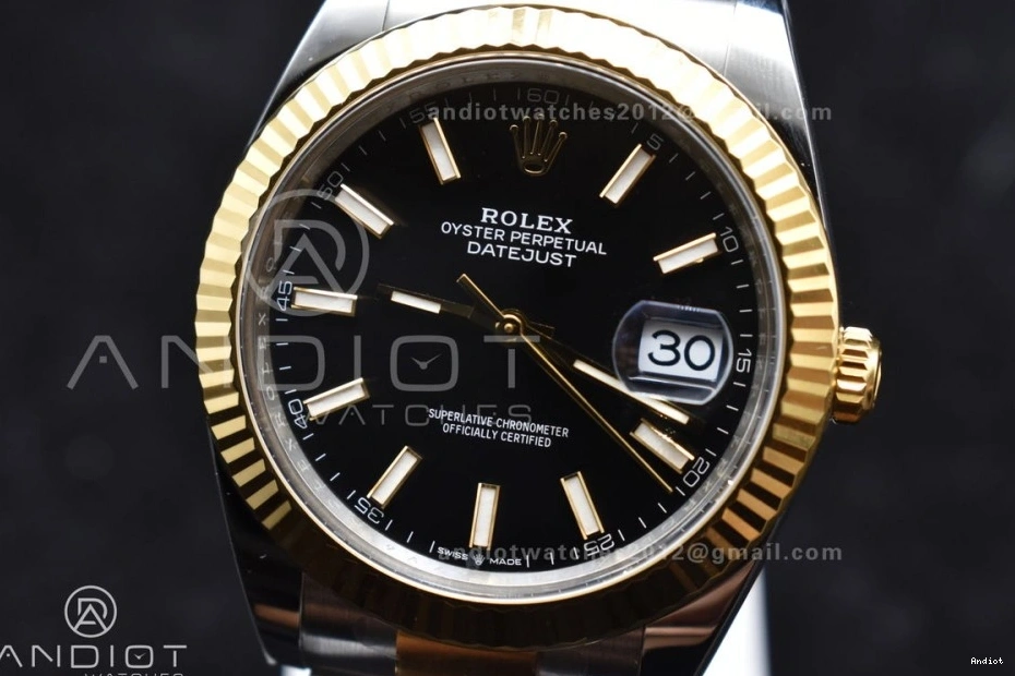 Edition Clean YG Steel 41 Dial on 904L Black 1:1 Bracelet Oyster SS DateJust Stick VR3235 126333 Best 0402